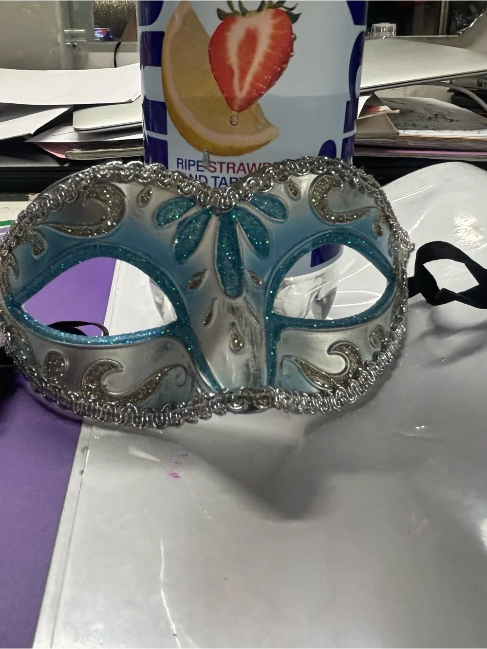 Teal and Silver Decorative Masquerade Mask